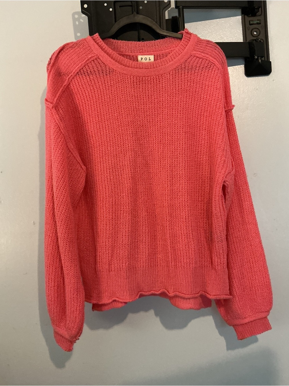 POL Coral-Pink Crewneck Knit Sweater